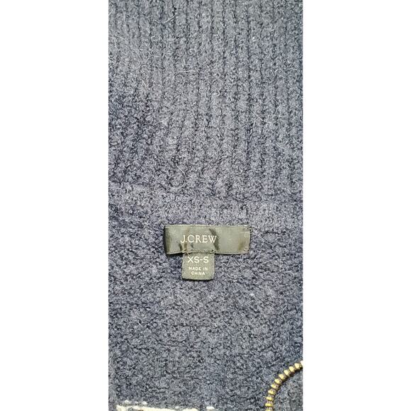 J. CREW Luxury Sz XS-S Blend MERINO WOOL ALPACA Navy White 1/2 Zip Geometric 25 - Picture 5 of 9